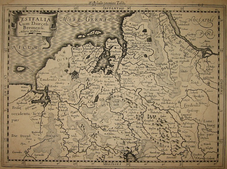 Mercator Gerard - Hondius Jodocus Westphalia cum Dioecesi Bremensi 1630 Amsterdam 
